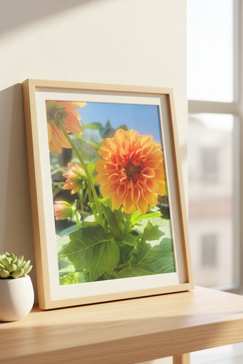 Orange Dahlia 4K - Framed Lifestyle Shot